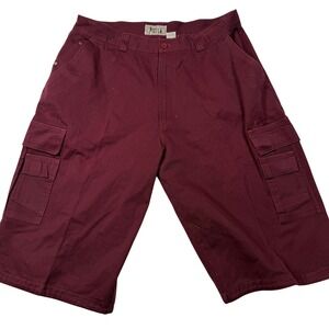 BTL Cargo Shorts Mens 38 Maroon Burgundy Relaxed Fit Y2K Hip Hop Skater Pockets